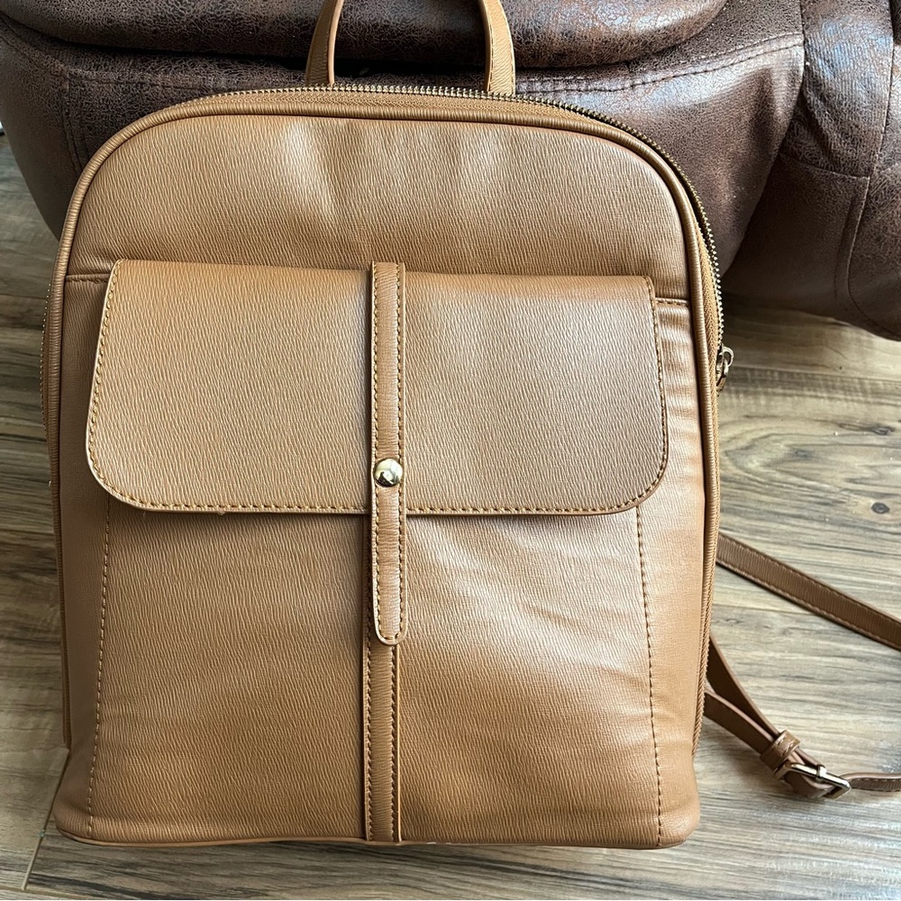 Miztique Brown Vegan Leather Backpack